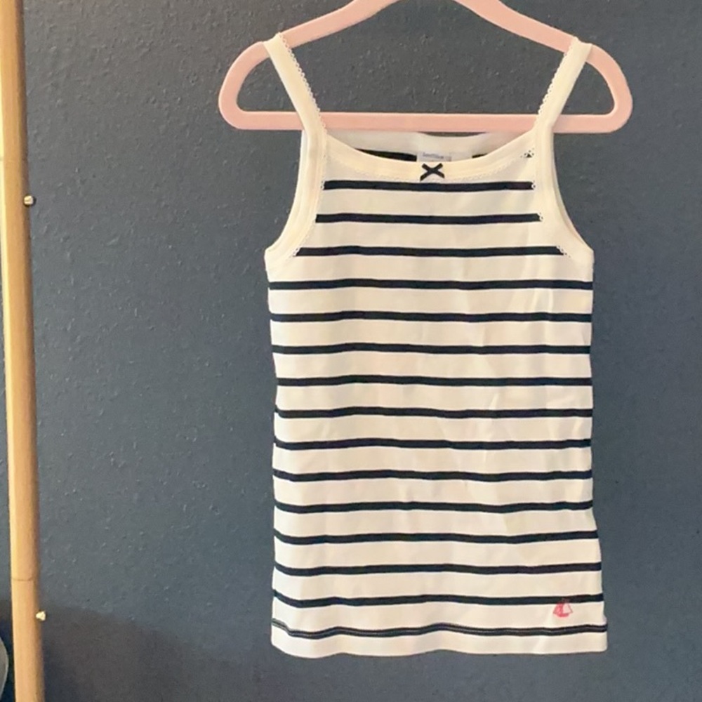 Petit Bateau White and Navy Striped Tank Top